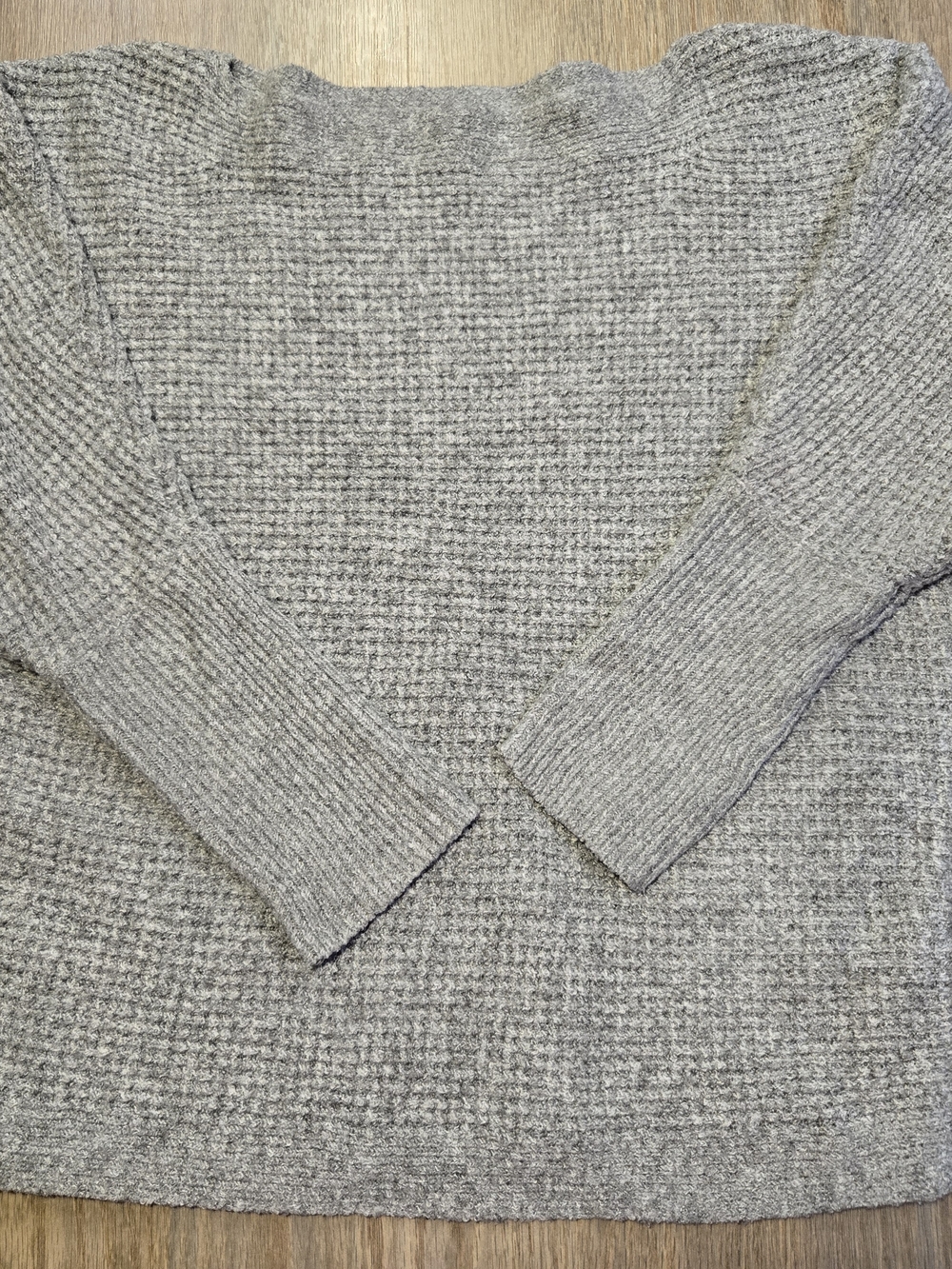 Maurices Light Gray Waffle Knit Scoop Neck Sweater